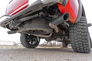 Chevrolet Silverado 1500 Performance Exhaust - Rough Country - Dual Cat-Back with Dual Wall 304 Black Stainless Tips - Black - '99-'06